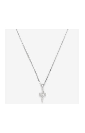 Pendentif Mini croix - Or blanc 375/1000 & diamants 0,02 ct