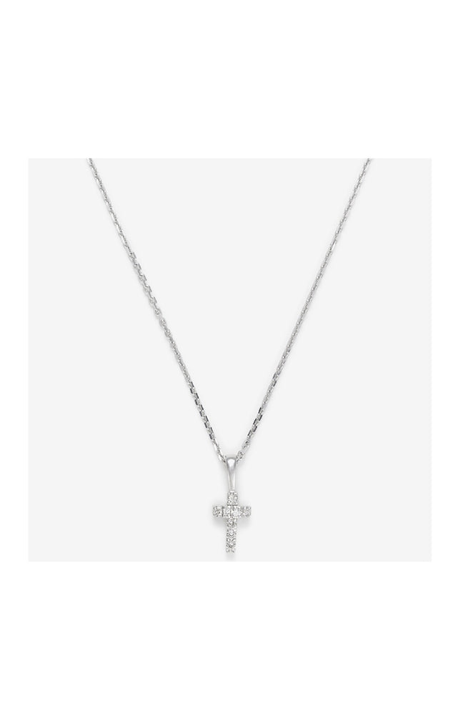 Pendentif Mini croix - Or blanc 375/1000 & diamants 0,02 ct