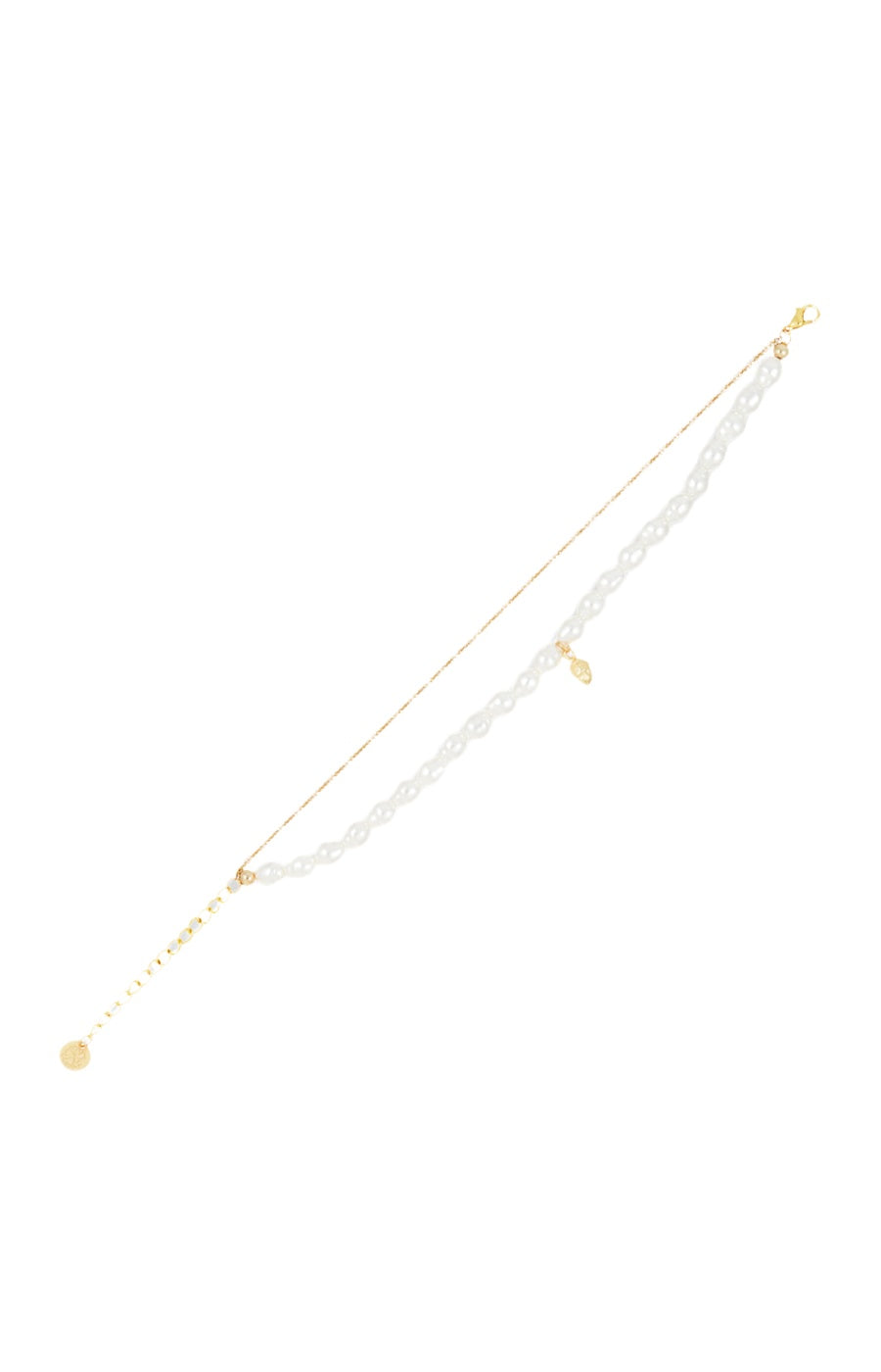 Bracelet perles - Acier inoxydable doré & perles blanches