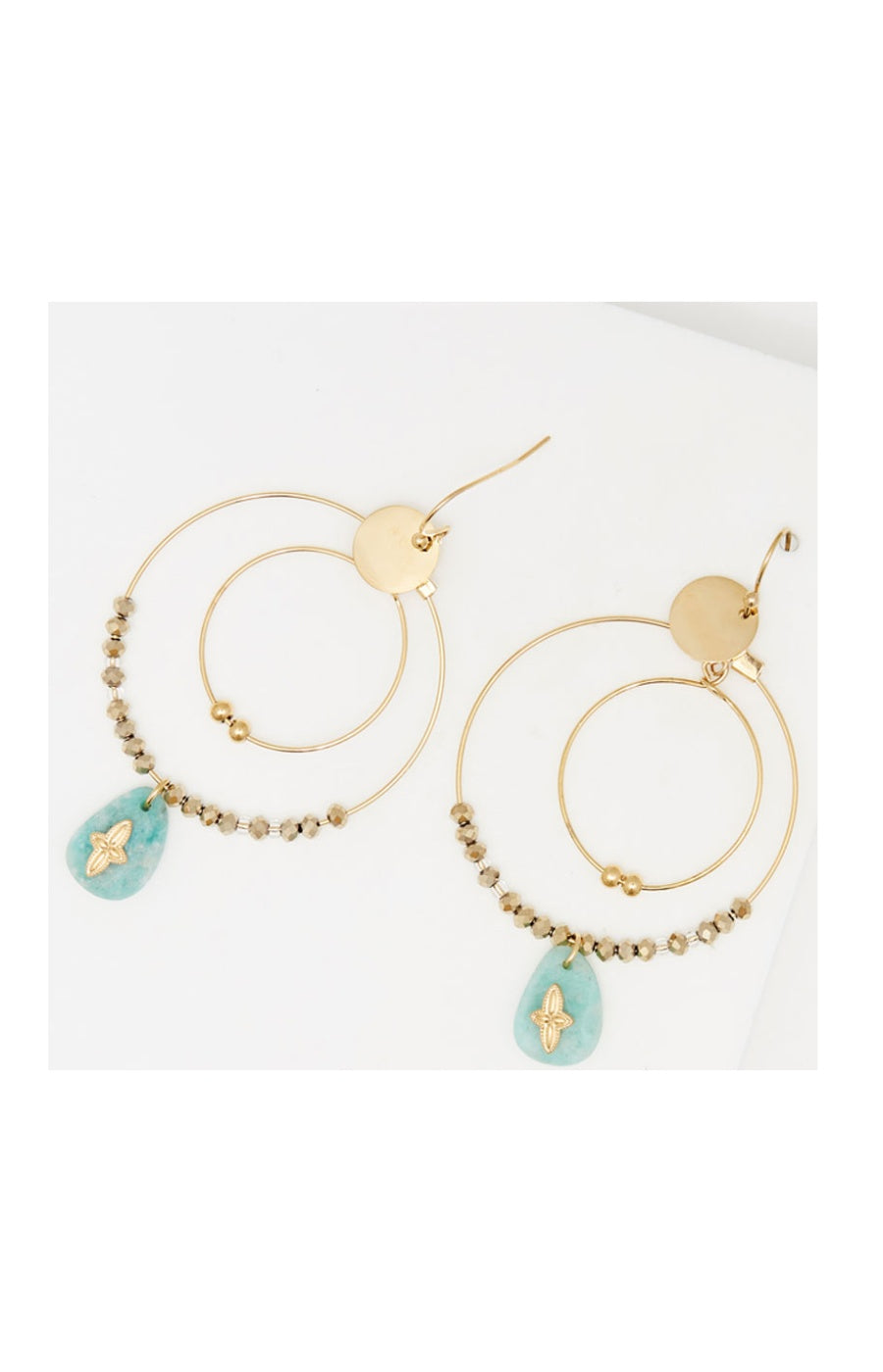 Boucles d'oreilles - Plaqué or & pierre naturelle