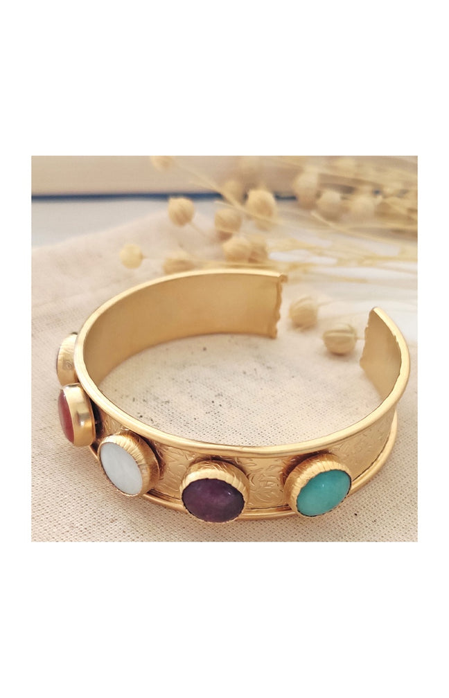 Bracelet - Laiton plaqué or & pierre de ceyt