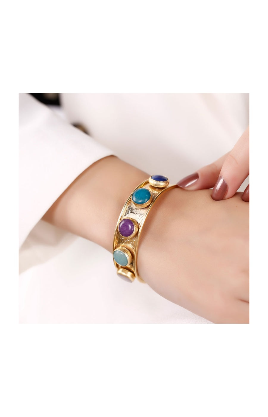 Bracelet - Laiton plaqué or & pierre de ceyt