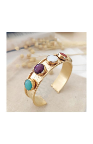 Bracelet - Laiton plaqué or & pierre de ceyt