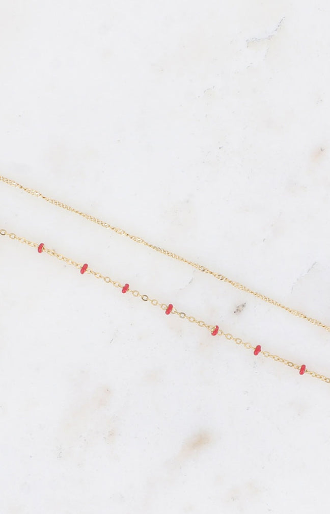 Bracelet Dua - Acier inoxydable doré & rouge