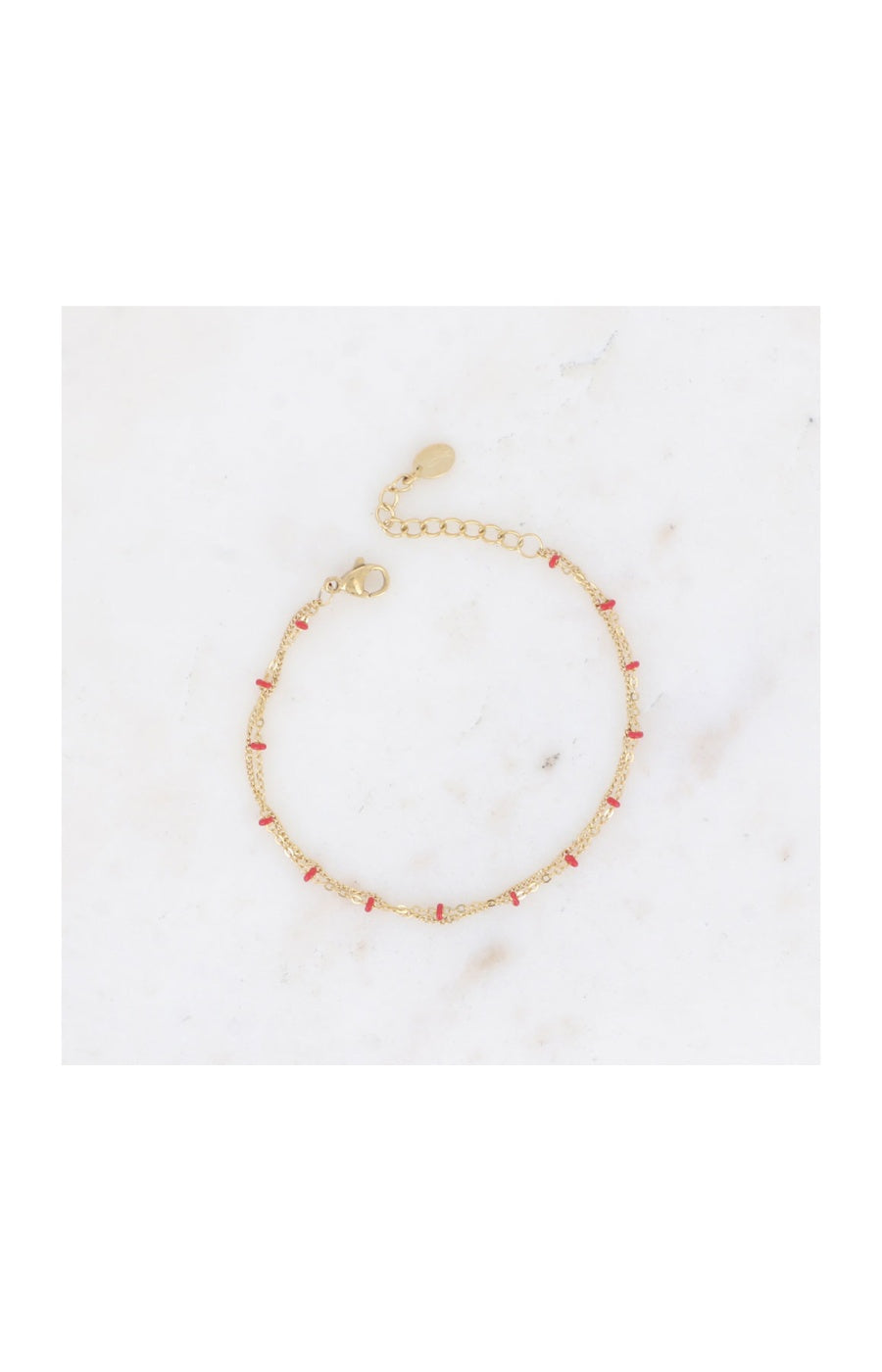 Bracelet Dua - Acier inoxydable doré & rouge