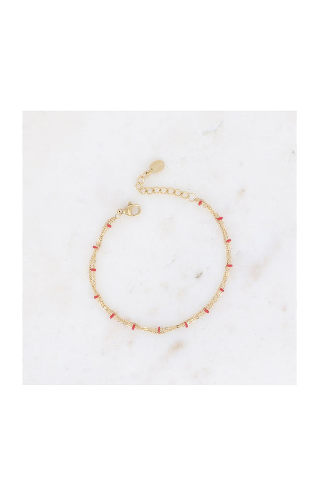 Bracelet Dua - Acier inoxydable doré & rouge
