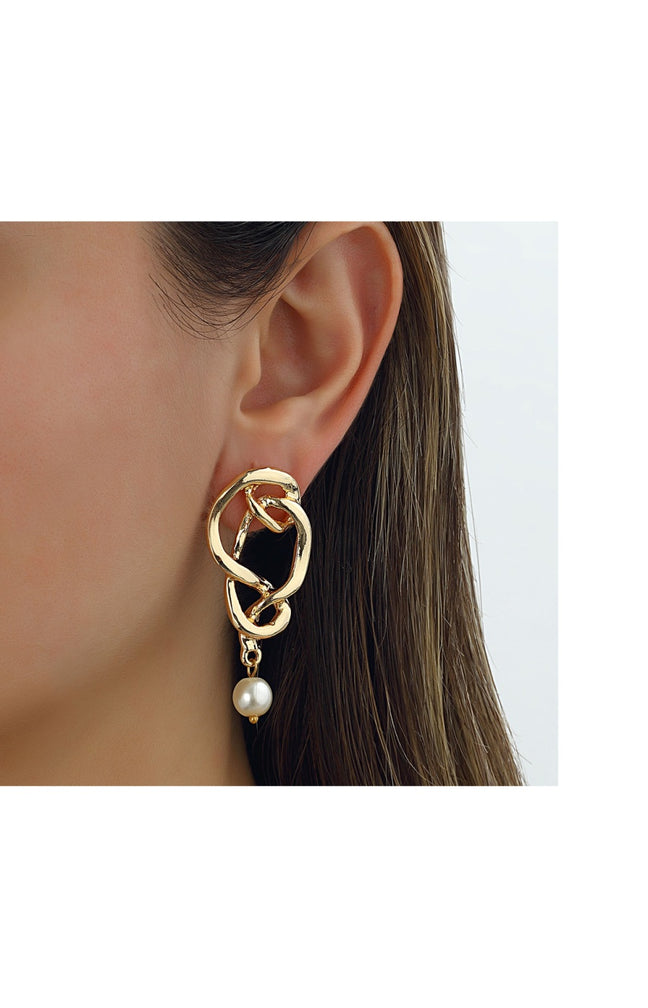 Boucles d'oreilles - Laiton plaqué or & perles synthétiques