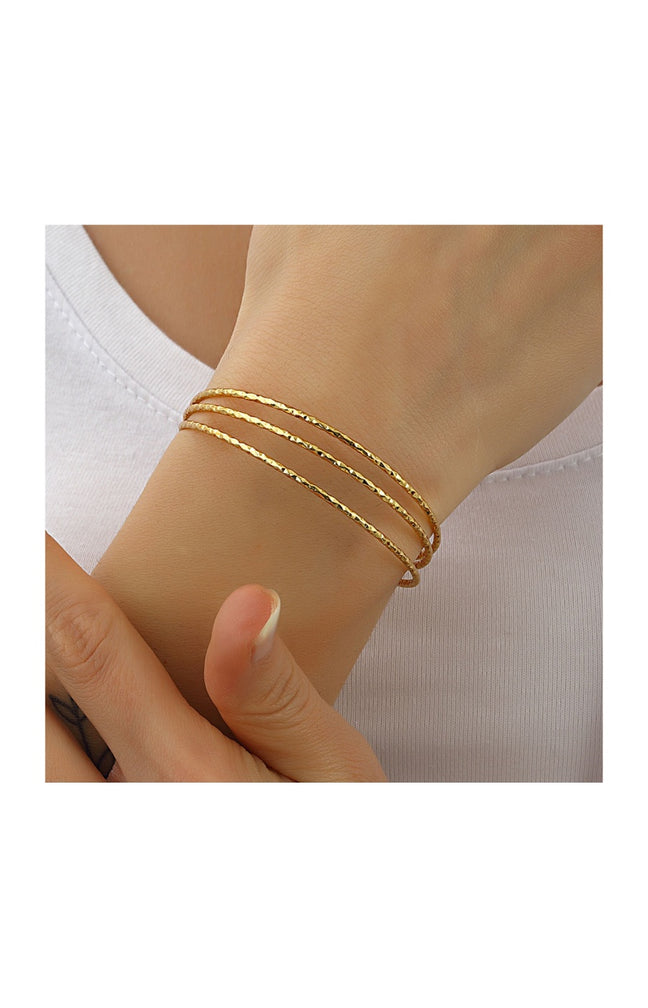 Bracelet ajustable - 3 rangs - Laiton plaqué or