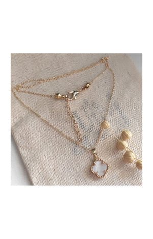 Collier trèfle - Laiton plaqué or & perle de nacre