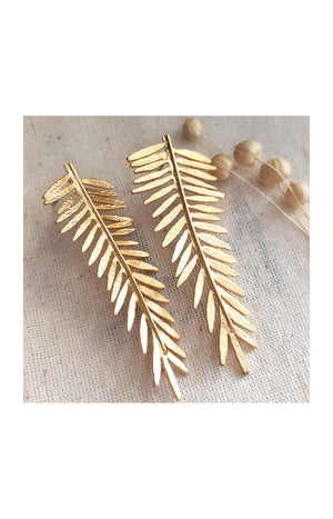 Boucles d'oreilles feuilles - Laiton plaqué or
