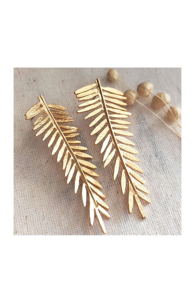 Boucles d'oreilles feuilles - Laiton plaqué or