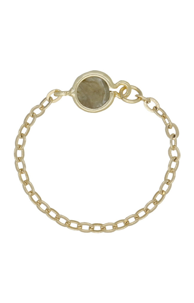 Bague Léa - Laiton doré & labradorite grise