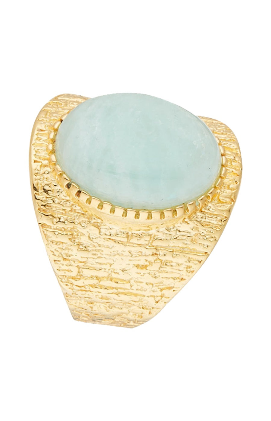 Bague ajustable - Laiton doré & amazonite verte