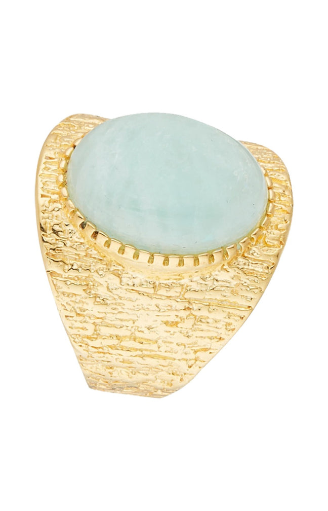 Bague ajustable - Laiton doré & amazonite verte