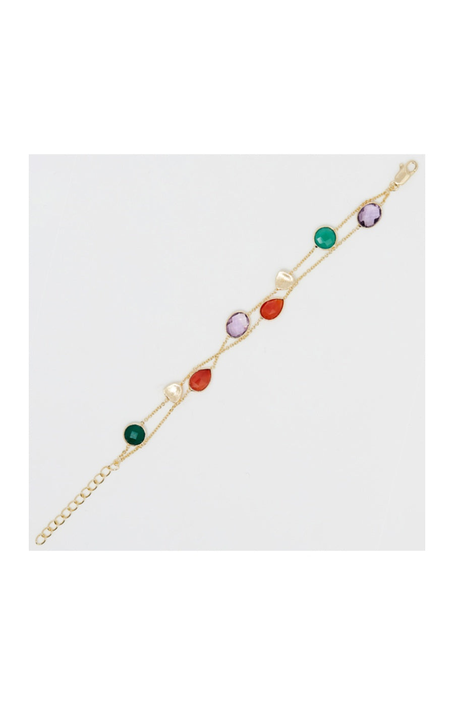 Bracelet Théa - Laiton doré, onyx verte, cornaline & améthyste