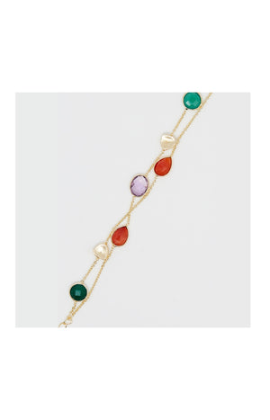Bracelet Théa - Laiton doré, onyx verte, cornaline & améthyste