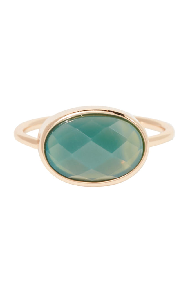 Bague - Laiton doré & agate verte