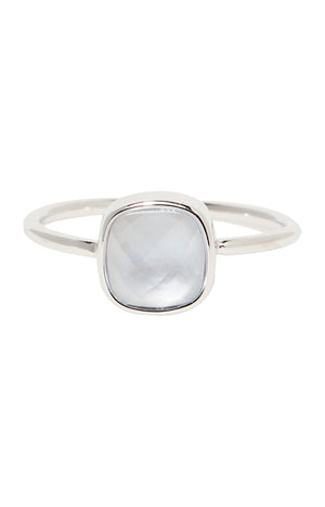 Bague Aëlle -  Laiton & nacre bleue