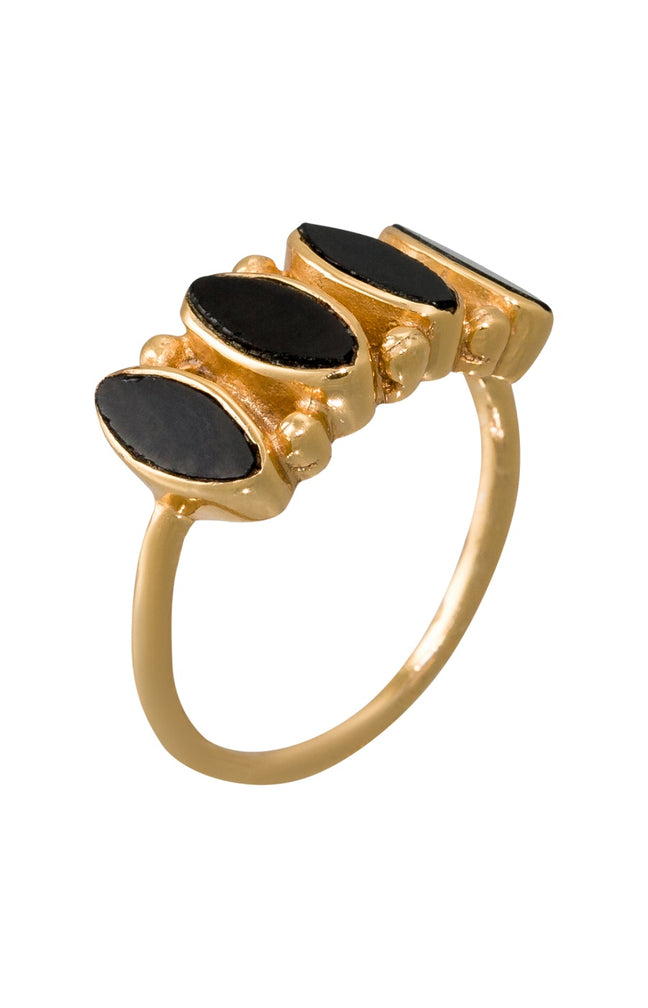 Bague Reina - Laiton doré & onyx