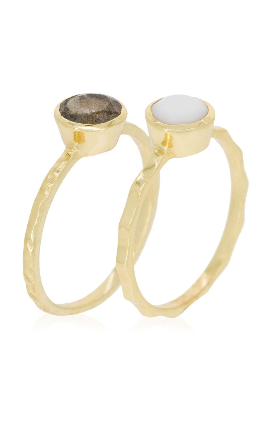 Bague Cléa - Agate blanche & Labradorite
