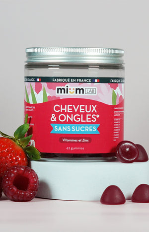 Gummies cheveux & ongles - Framboise - Sans sucres - 21 jours