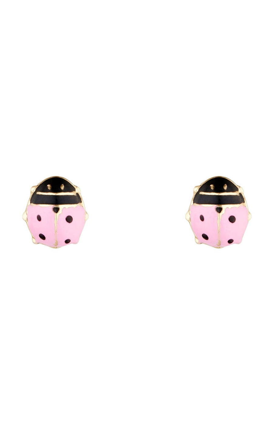 Boucles d'oreilles Coccinelle rosée - Or jaune 375/1000 & émail - Enfant