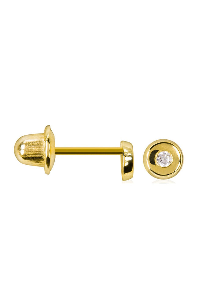 Boucles d'oreilles Rond - Or jaune 375/1000 & zirconium - Enfant