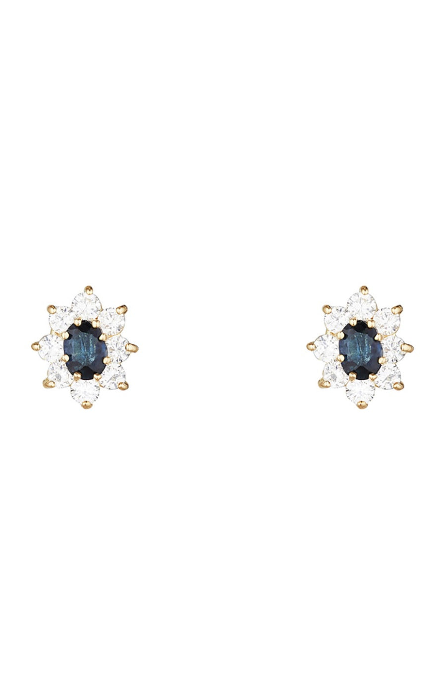 Boucles d'oreilles Margherite saphir - Or jaune 375/1000, zirconiums & saphir
