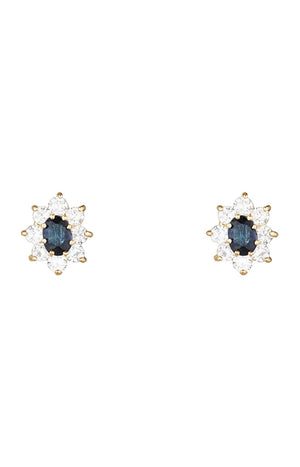 Boucles d'oreilles Margherite saphir - Or jaune 375/1000, zirconiums & saphir