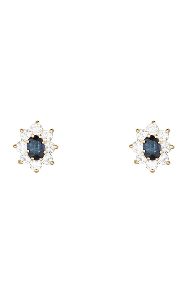 Boucles d'oreilles Margherite saphir - Or jaune 375/1000, zirconiums & saphir