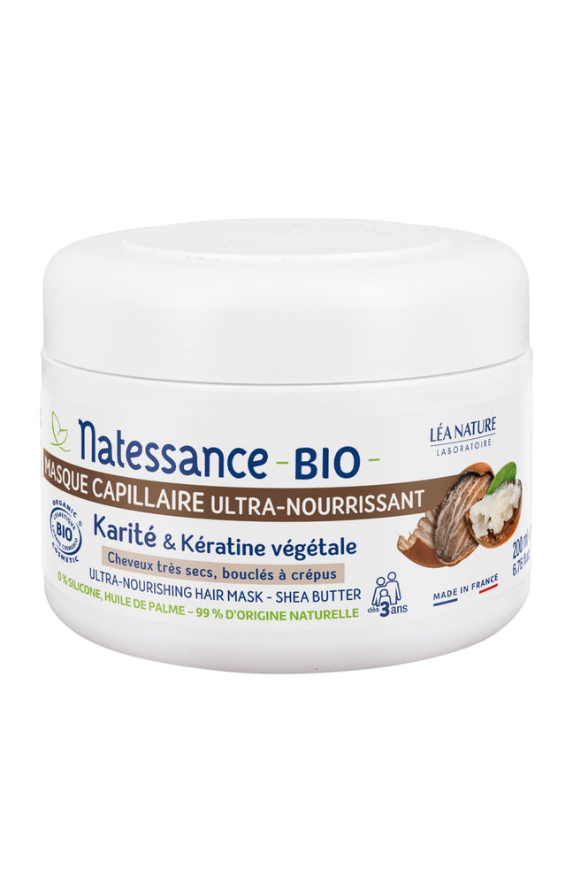 Masque ultra-nourrissant bio - Karité - Cheveux crépus ou frisés - 200 ml