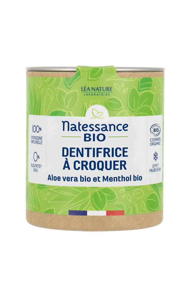 Dentifrice à croquer bio - Aloe vera & menthol - 80 unités