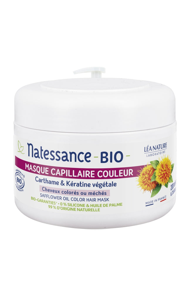 Masque nourrissant bio - Carthame & kératine végétale - Cheveux colorés ou méchés - 200 ml