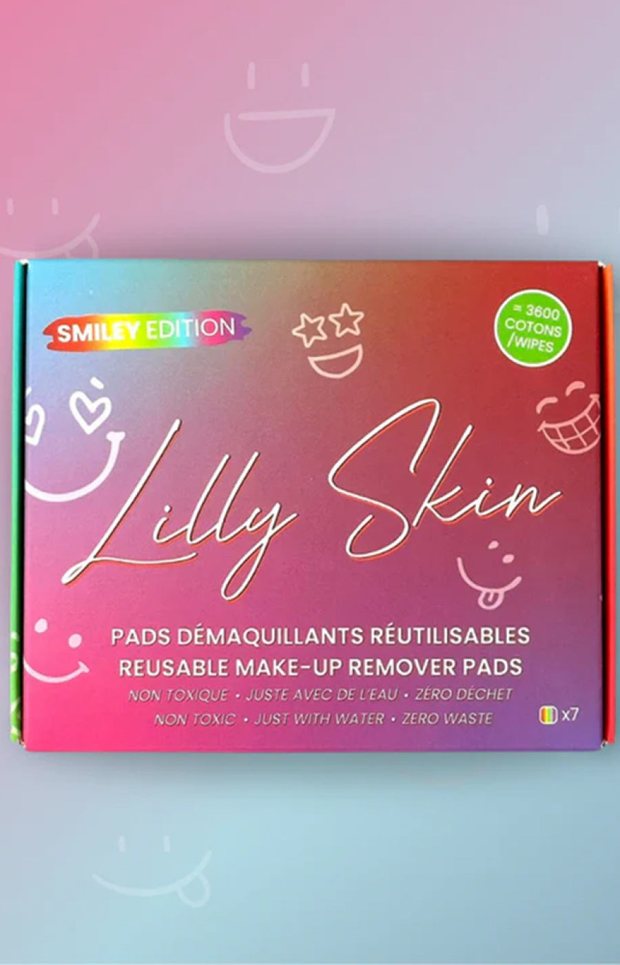 Disques démaquillants réutilisables - Smiley Edition - 7 unités