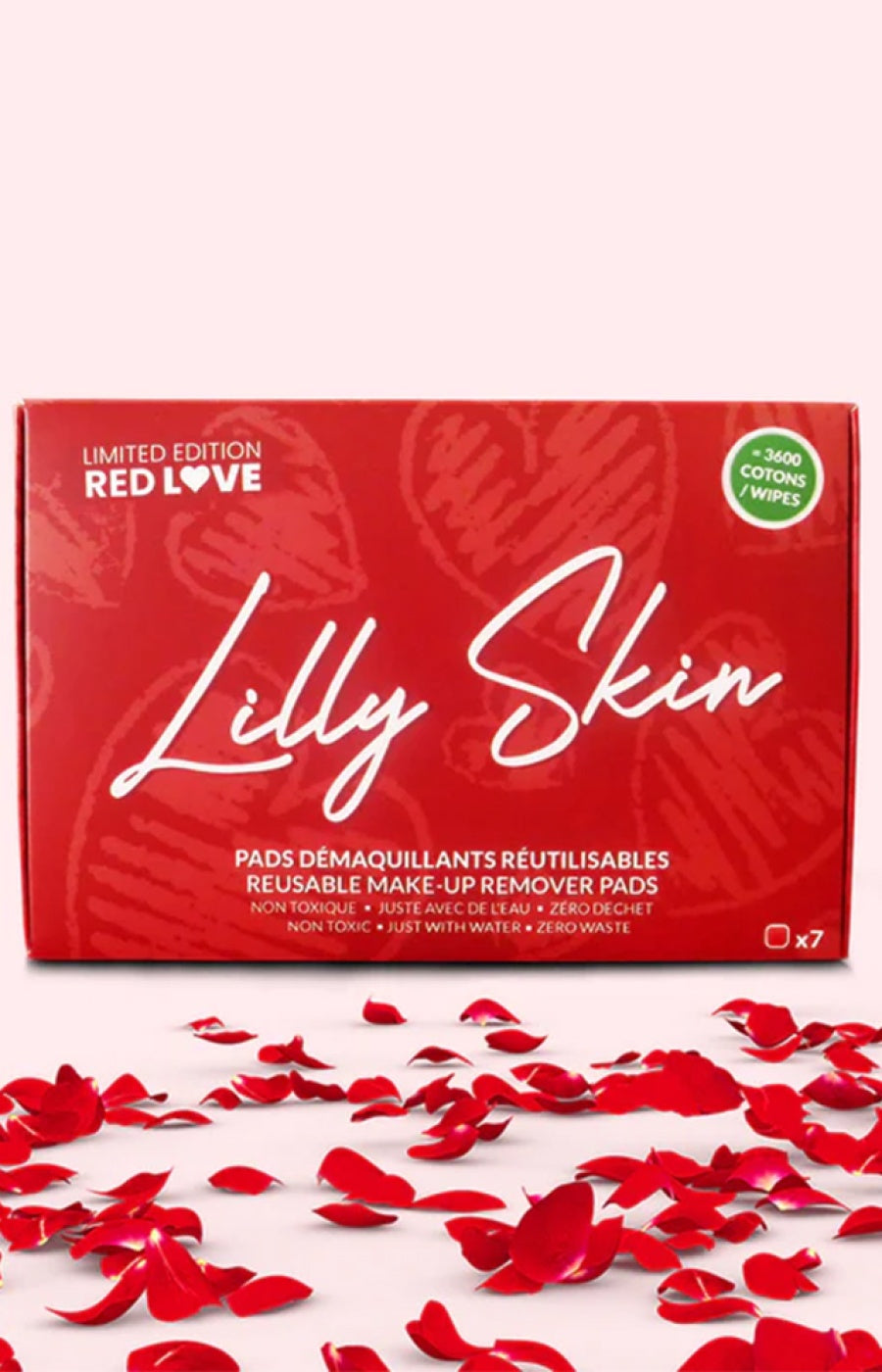Disques démaquillants réutilisables - Red Love - 7 unités