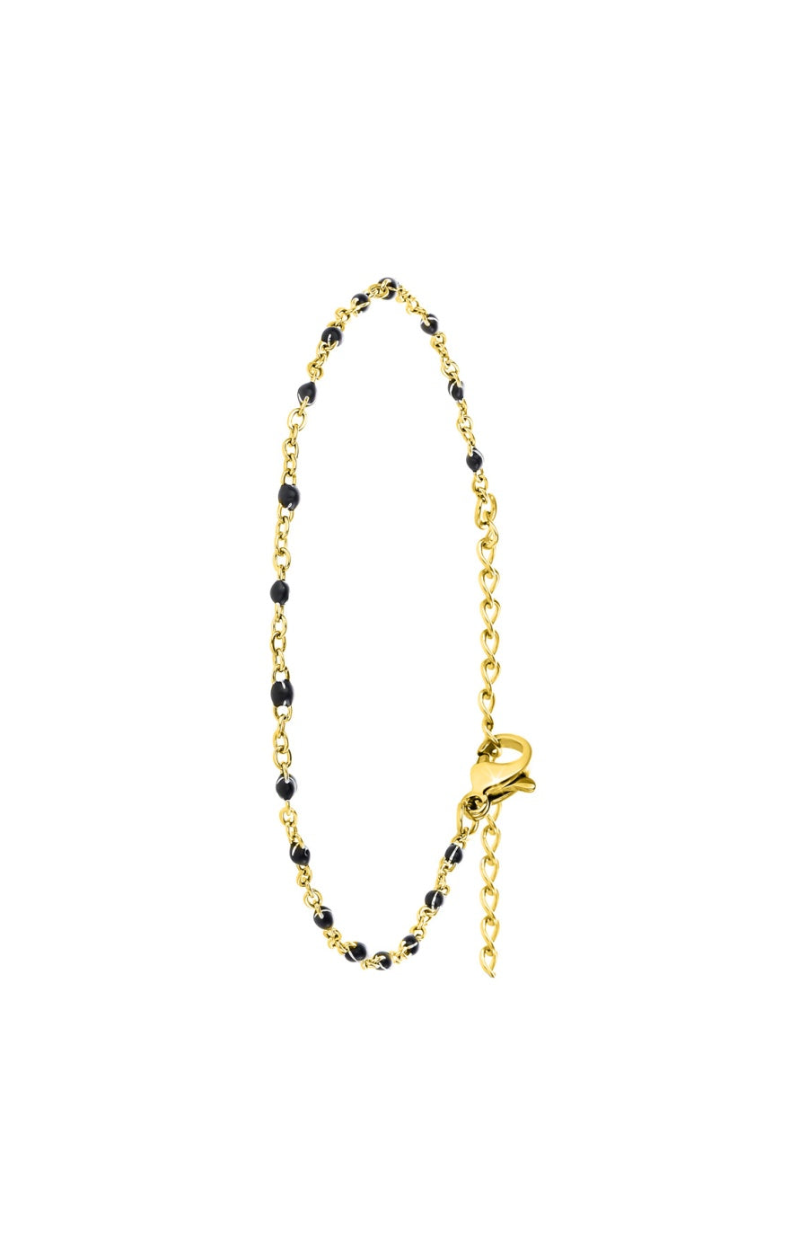Bracelet - Acier inoxydable doré à l'or fin & perles noires