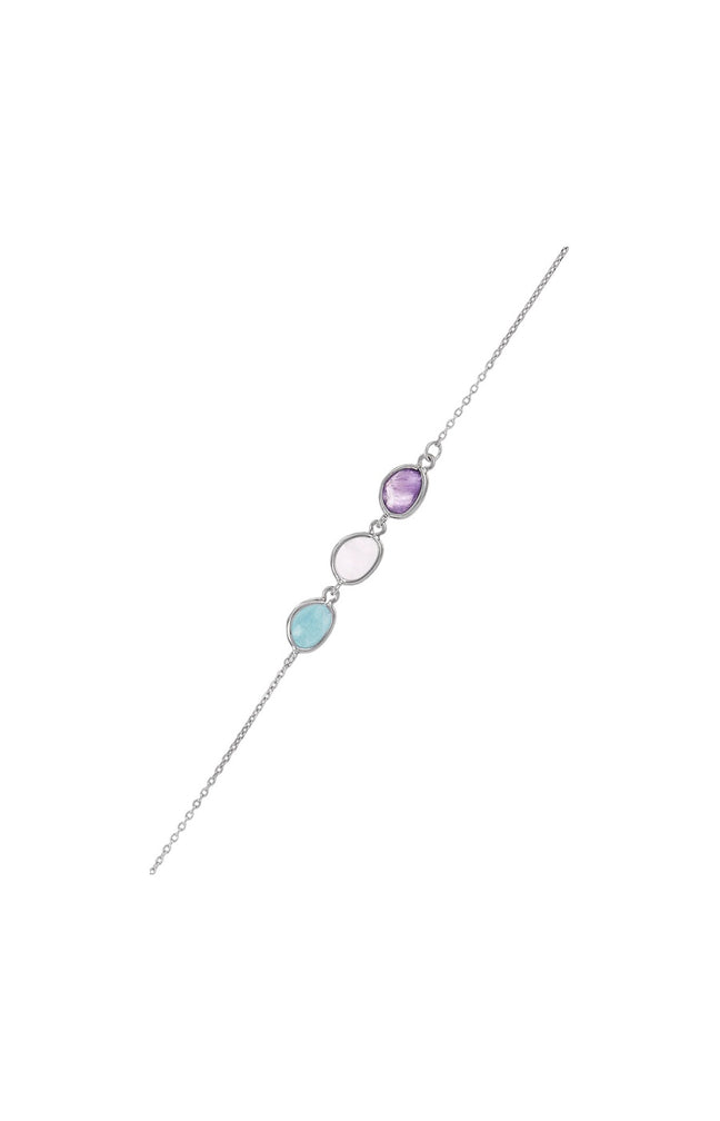 Bracelet Aurore - Laiton, améthyste, quartz rose & amazonite