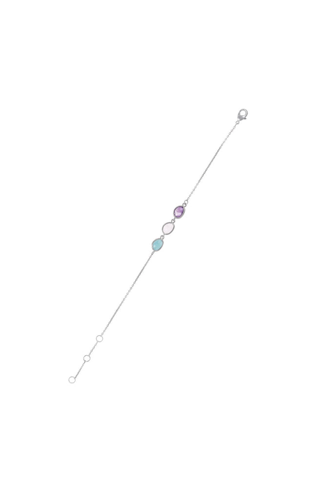 Bracelet Aurore - Laiton, améthyste, quartz rose & amazonite