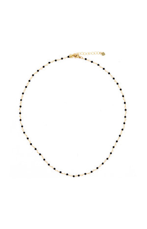 Collier Elisa - Laiton doré & jade noire