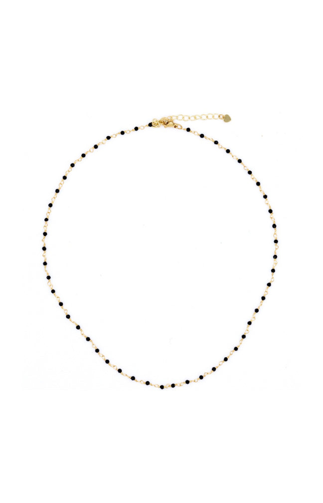 Collier Elisa - Laiton doré & jade noire