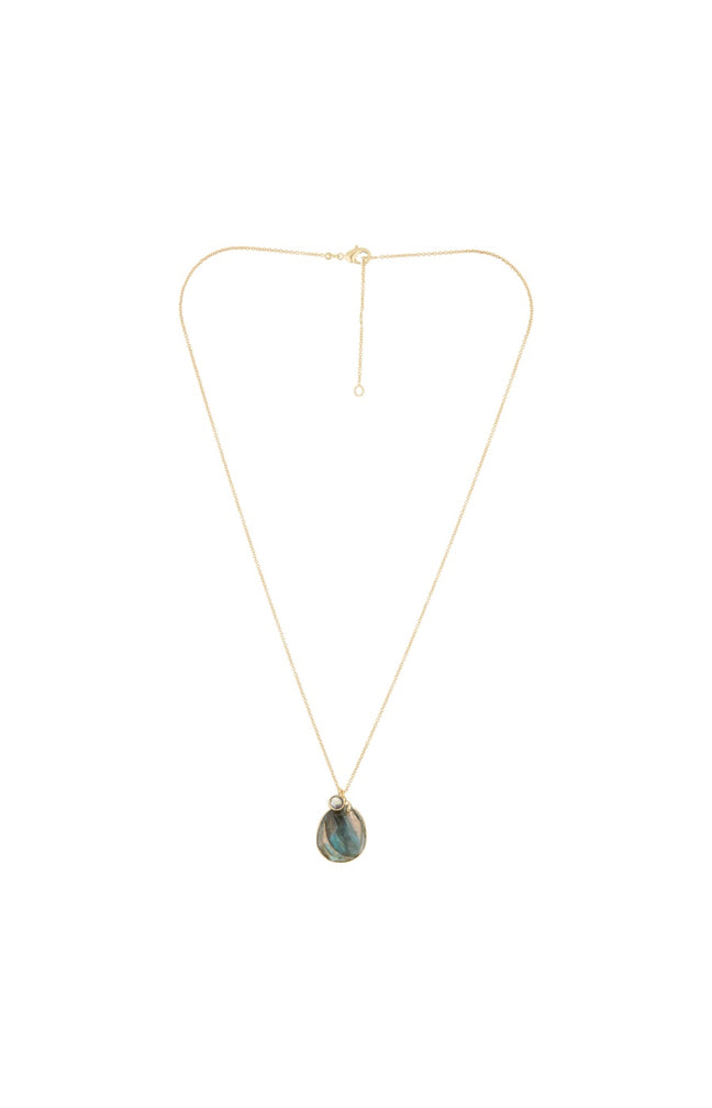 Collier Célestine - Laiton doré & labradorite