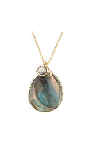 Collier Célestine - Laiton doré & labradorite