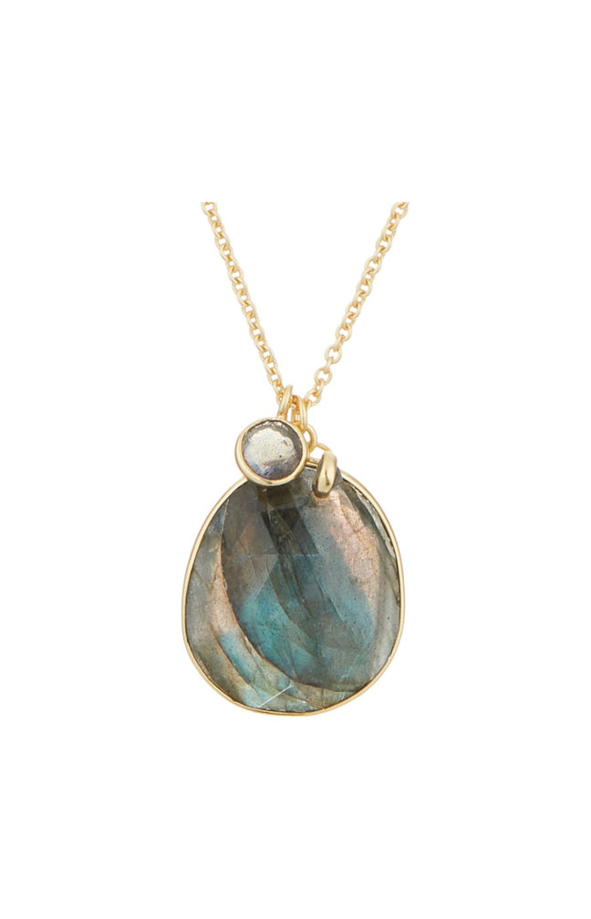 Collier Célestine - Laiton doré & labradorite