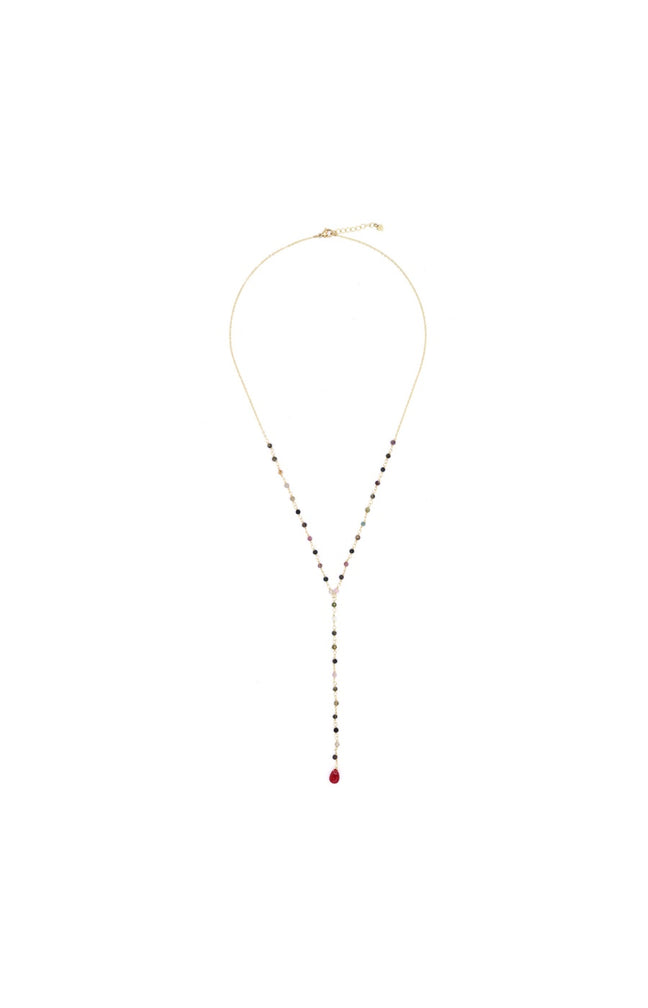Collier Maria - Laiton doré & tourmaline multicolore