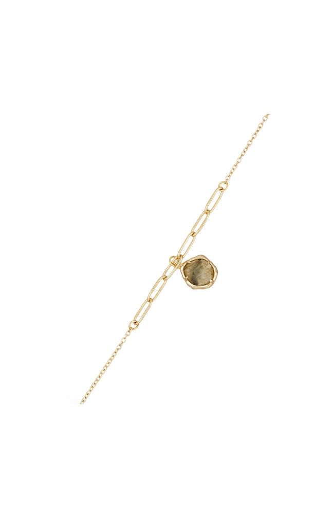 Bracelet Raïna - Laiton doré & labradorite