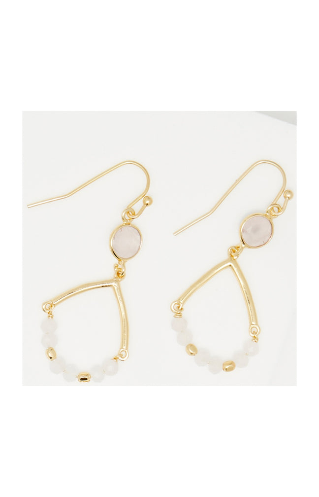 Boucles d'oreilles - Laiton doré & quartz rose