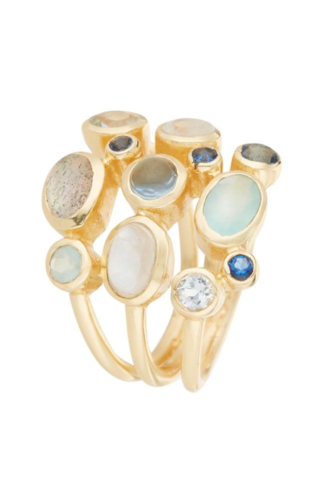 Bague Saphia - Laiton doré & multipierres