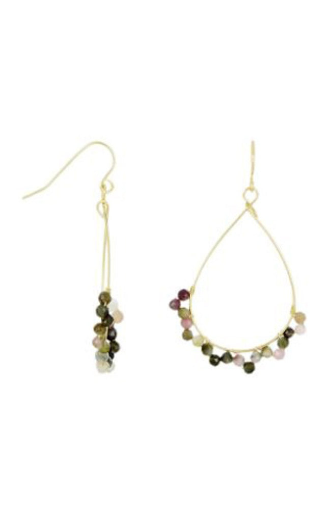 Boucles d'oreilles Claudia - Laiton doré & tourmaline