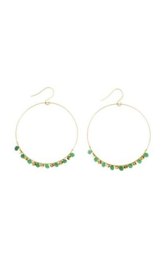 Boucles d'oreilles Roberta - Laiton doré & jade