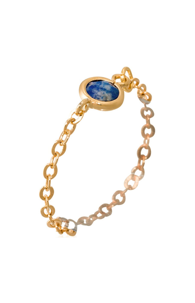 Bague Léa - Laiton doré & lapis